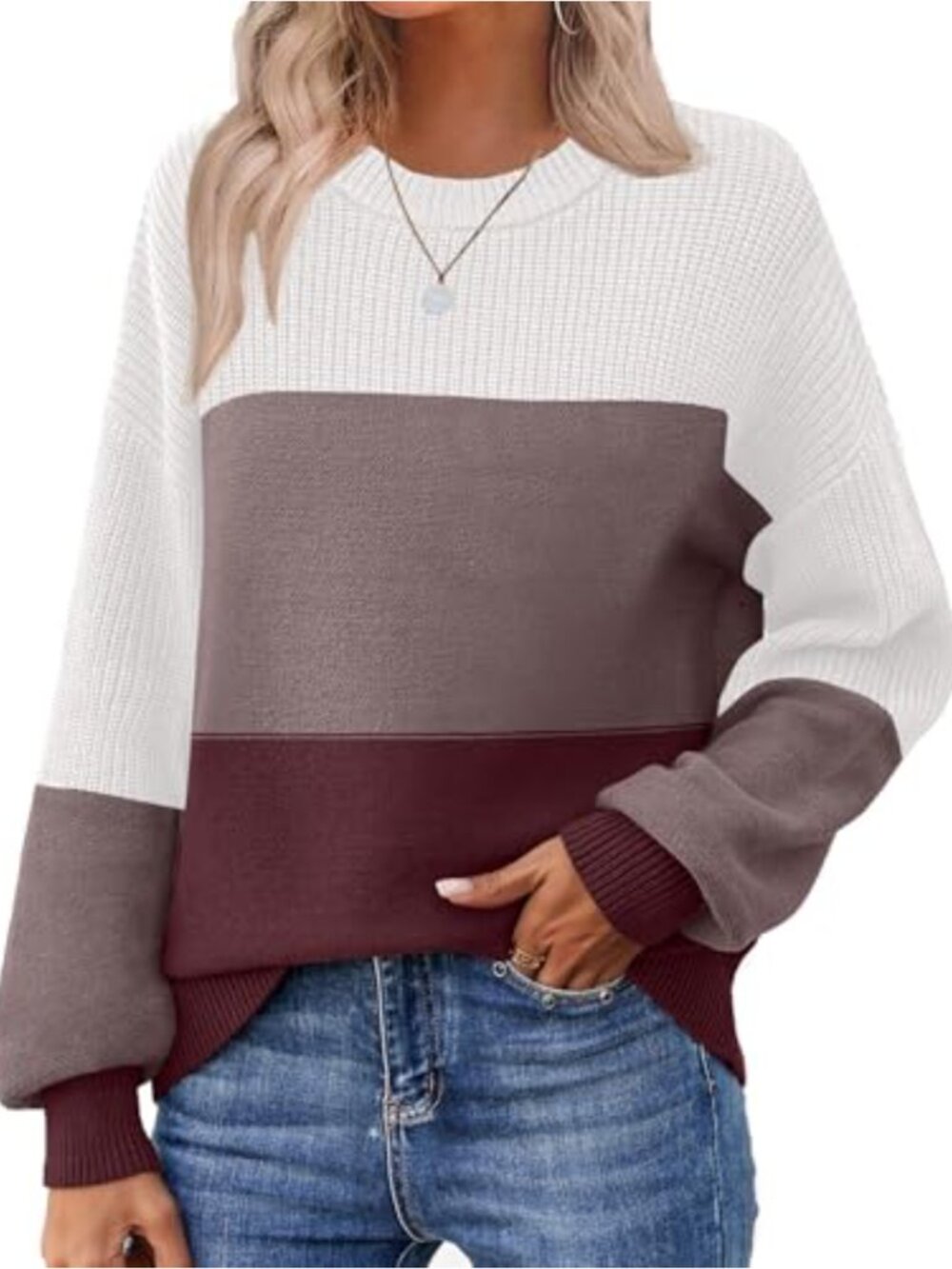 Womens Cotton Chunky Knit Pullover Sweater Loose Fit Casual Fall